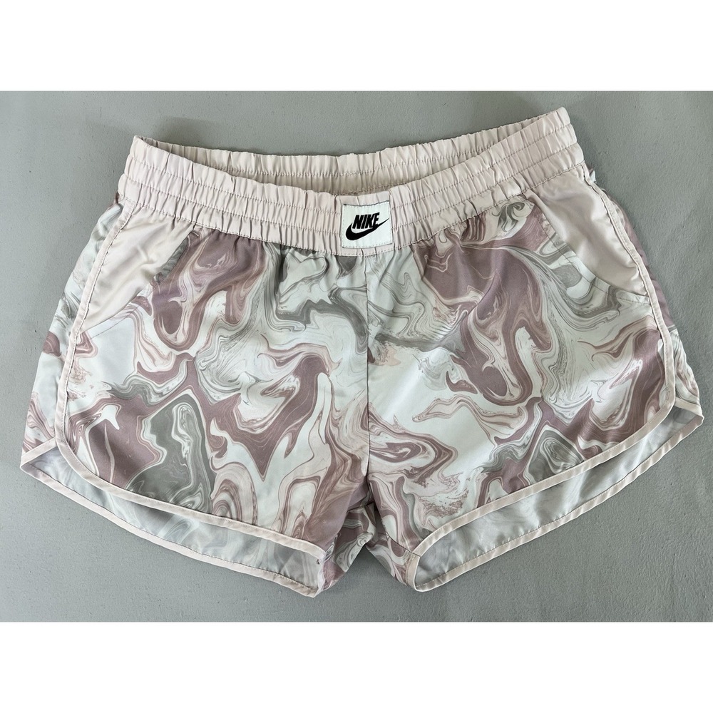 VTG NIKE Marble Print Pink Side Pockets Athletic Shorts Sz Medium Y2K